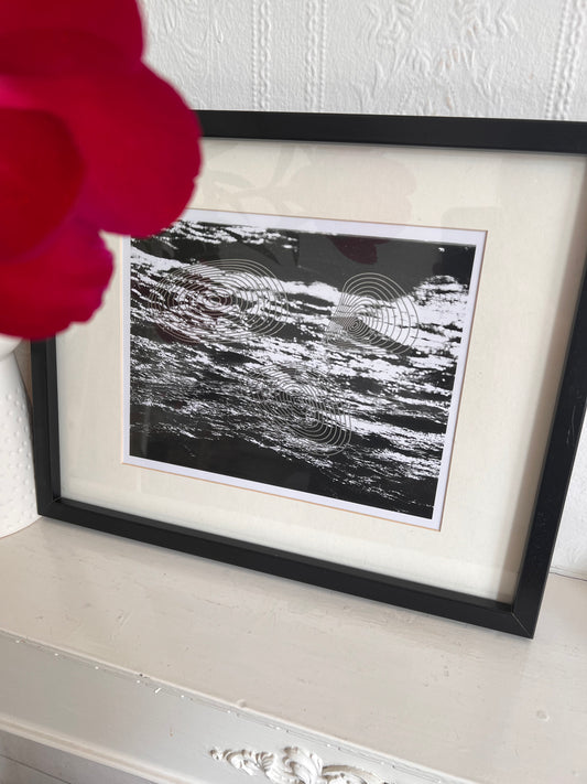 0038 - Hand printed photograph of wave with pen plot